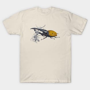 Dynastes hercules Beetle and Snapdragon pods T-Shirt